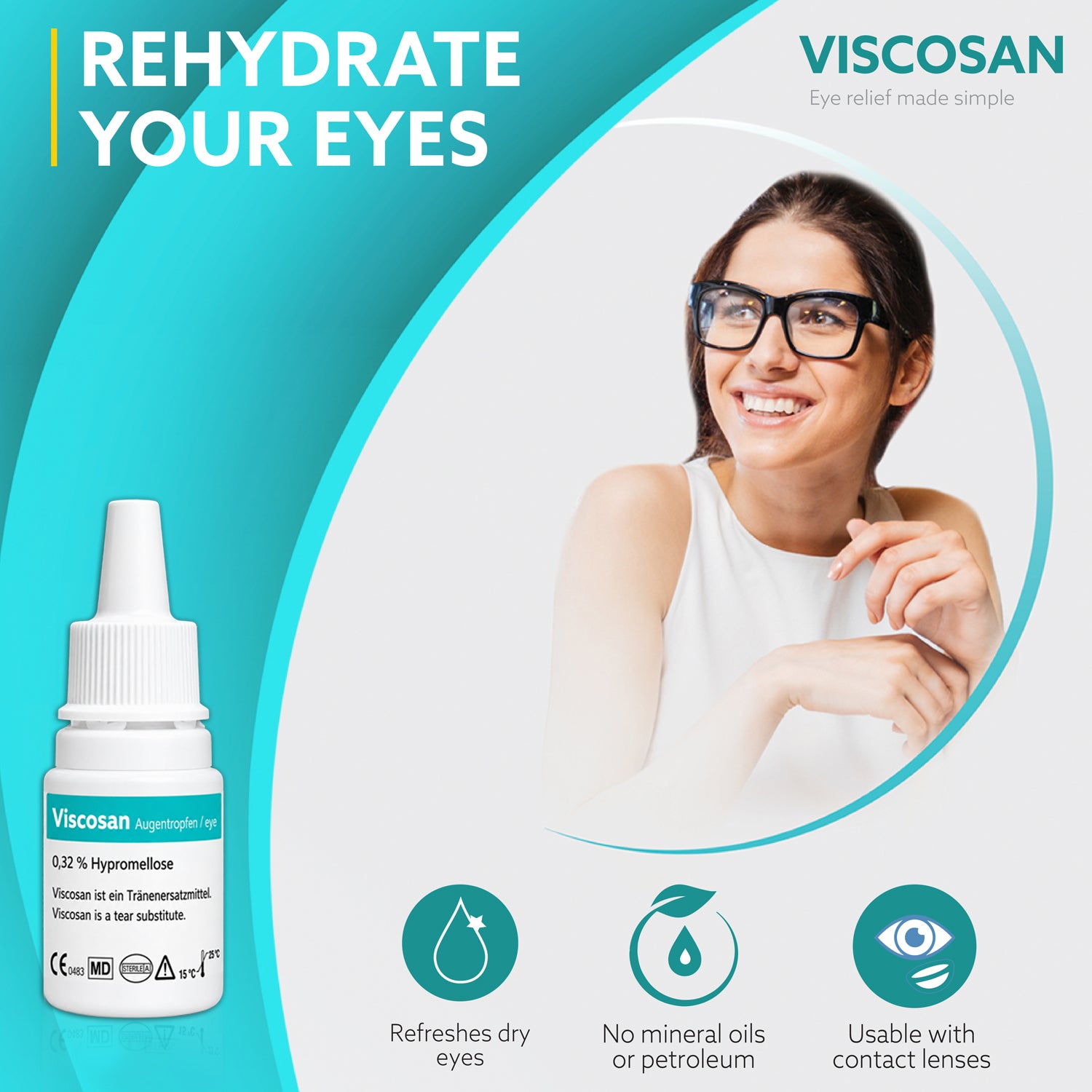 VISCOSAN - AUGENTROPFEN, 3er-Packung