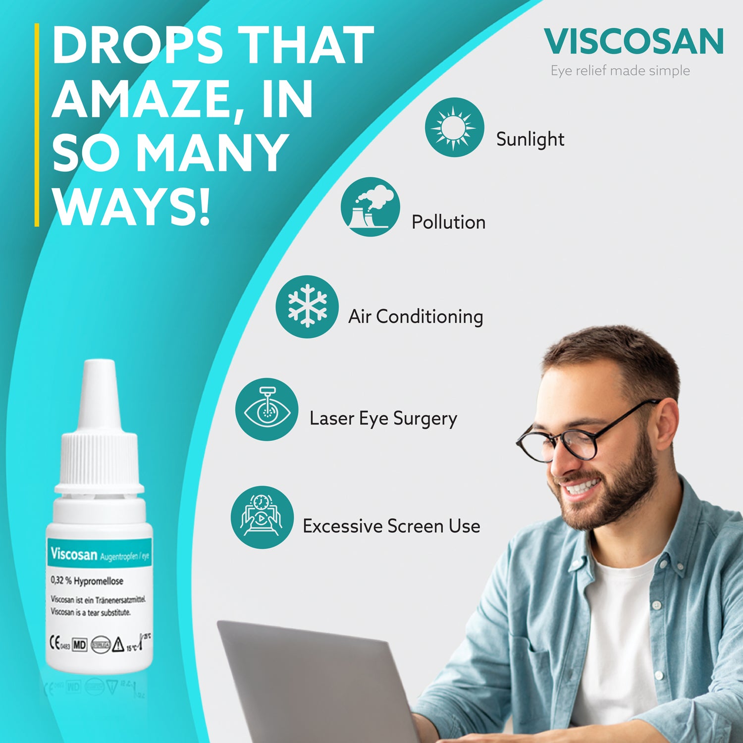 VISCOSAN - AUGENTROPFEN, 3er-Packung