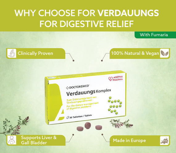 The benefits of Verdauungs including being 100% Natural and Vegan